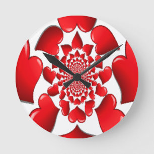 Horloge Ronde Romantique Red Hearts Motif : Une vision pleine d'