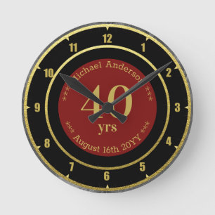 Horloge Ronde Rond personnalisé 40 ans de retraite ou d'annivers