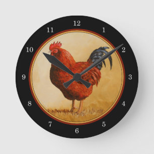 Horloge Ronde Rooster chicken de Rhode Island