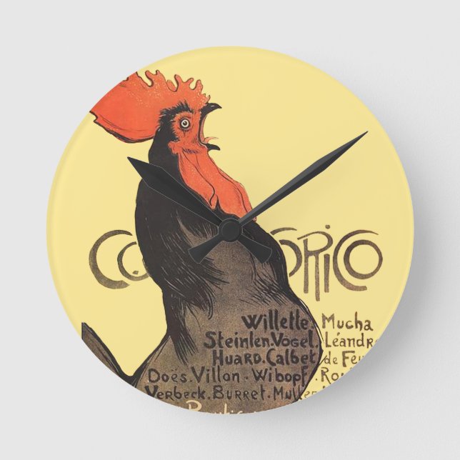 Horloge Ronde Rooster Steinlen Cocorico (Recto)