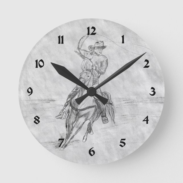 Horloge Ronde Roping cow-boy (Recto)