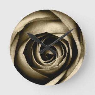 Horloge Ronde Rose à Sepia