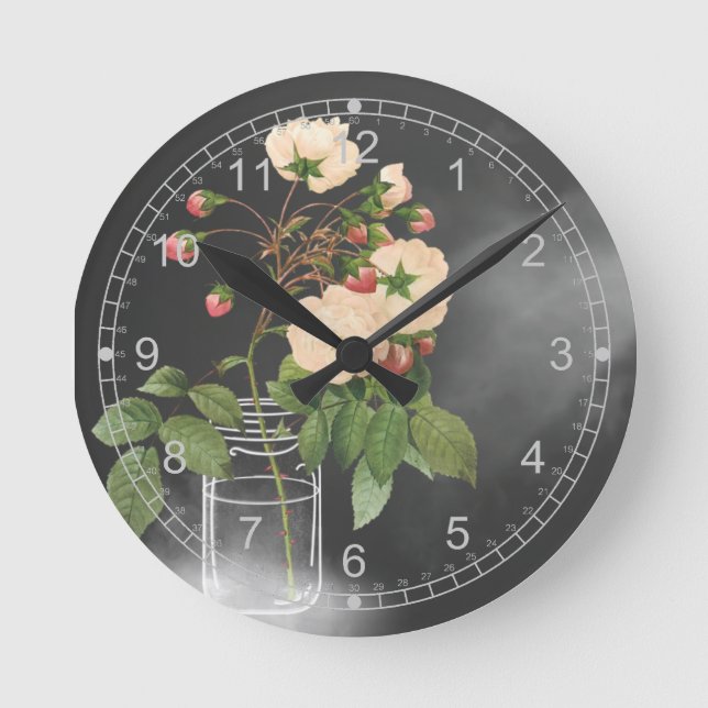 Horloge Ronde Rose Adélaïde en noir (Recto)
