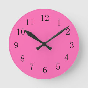 Horloge Ronde Rose chaud avec chiffres noirs Salle de bain de la
