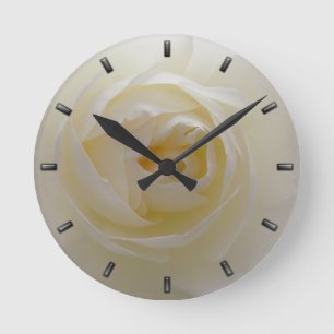 Horloge Ronde Rose Clock White Rose Flower