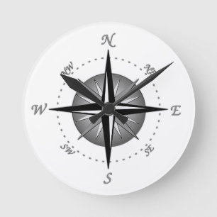 Horloge Ronde Rose Compass