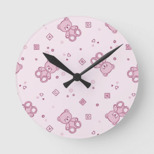 Horloge Ronde Rose d'arrière - plan de nounours