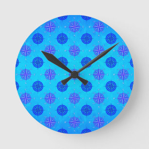Horloge Ronde Rose de boussole nautique