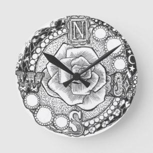 Horloge Ronde Rose de boussole - Steampunk gothique victorien