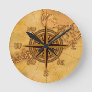 Horloge Ronde Rose de la Compass antique