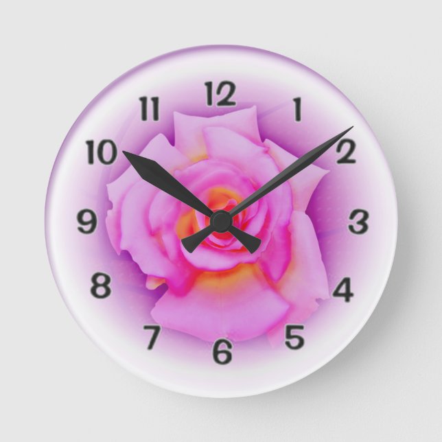 Horloge Ronde Rose de pourpre (Recto)