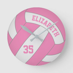 Horloge Ronde Rose de volley-ball ou N'IMPORTE QUELLE couleur