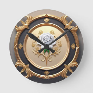 Horloge Ronde Rose Élégante avec Cadre Décoratif Orné
