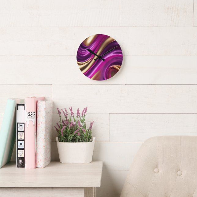 Horloge Ronde Rose et or violet moderne- (Salle de lecture)