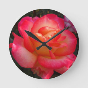 Horloge Ronde Rose et rose jaune