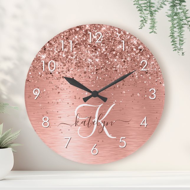 Horloge Ronde Rose Gold brossé Parties scintillant métallique No (Créateur téléchargé)