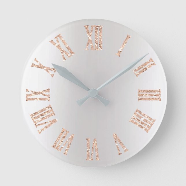 Horloge Ronde Rose Gold Glitter Gray Silver ombre Black minimal (Recto)