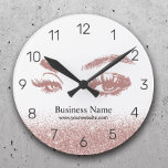 Horloge Ronde Rose Gold Lashes Makeup<br><div class="desc">Lashes Artiste maquillage Rose Gold Beauté Salon Horloges.</div>