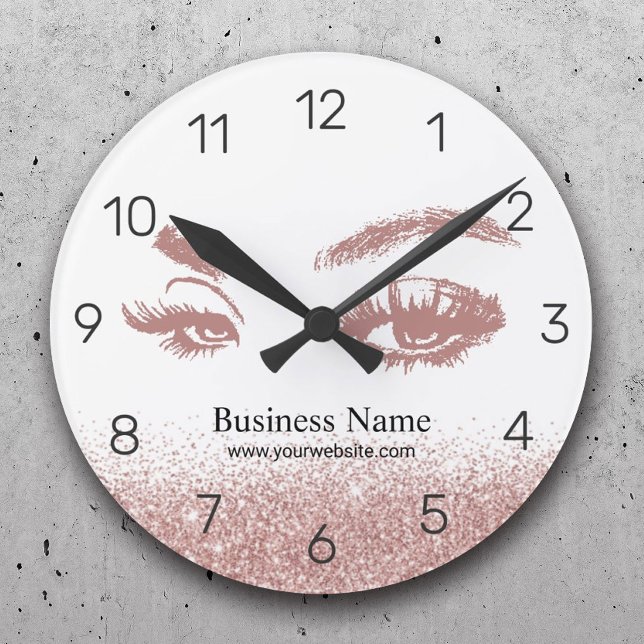 Horloge Ronde Rose Gold Lashes Makeup (Créateur téléchargé)
