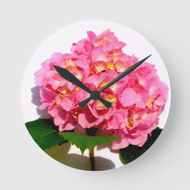 Horloge Ronde Rose Hydrangea rose fleur rose rose floral (Recto)
