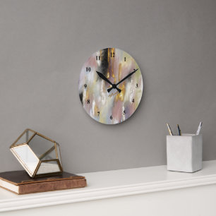 Horloge Ronde Rose or moderne Abstrait