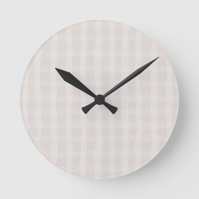 Horloge Ronde Rose Pâle Plaid Élégant  (Recto)