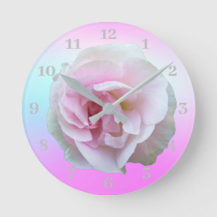 Horloge Ronde Rose Pastel violet Ombre