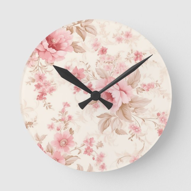 Horloge Ronde Rose rose poussiéreux (Recto)