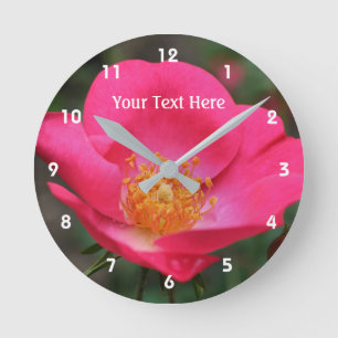 Horloge Ronde Rose rose profond en fleur