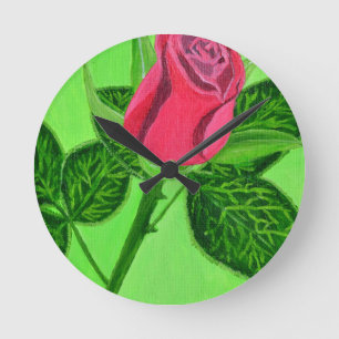 Horloge Ronde Rose rouge
