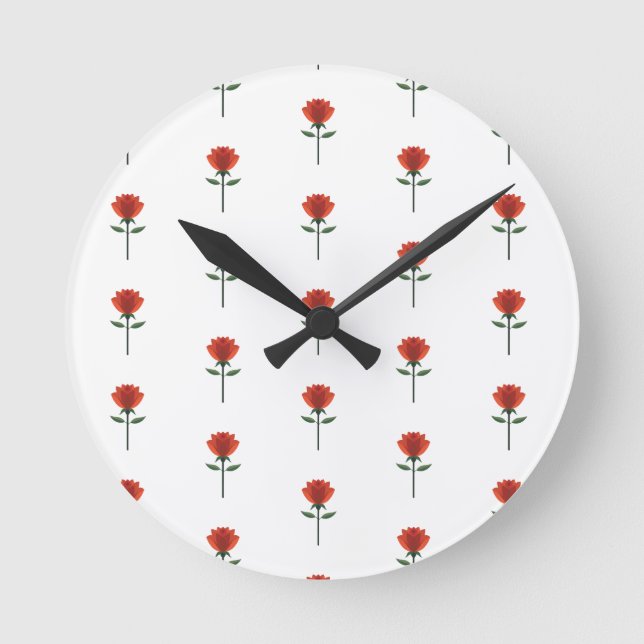Horloge Ronde Rose rouge intemporelle (Recto)