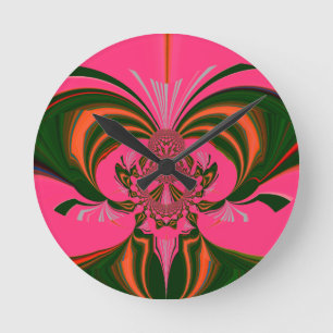 Horloge Ronde Rose rouge or vert