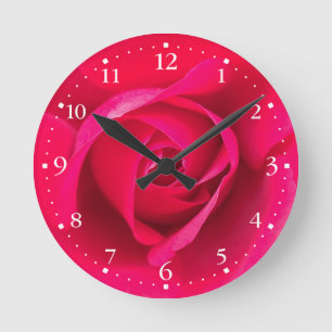 Horloge Ronde Rose rouge romantique v2
