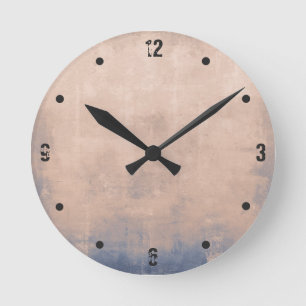 Horloge Ronde Rose rustique moderne Gold Blue abstrait