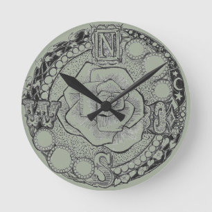 Horloge Ronde Rose Victorian Steampunk Compass