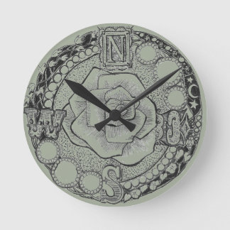 Horloge Ronde Rose Victorian Steampunk Compass