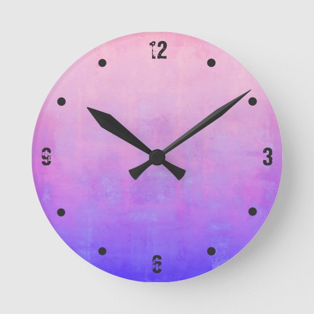 Horloge Ronde Rose violet bleu moderne Rustique Abstrait (Recto)
