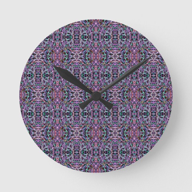 Horloge Ronde Rose violet géométrique (Recto)