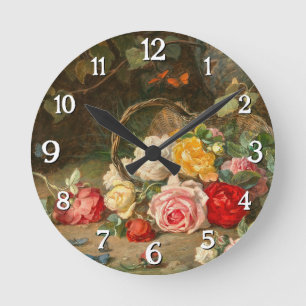 Horloge Ronde Roses dans un panier – Josef Neugebauer