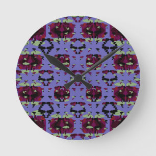 Horloge Ronde Roses de Flamme Céleste Contenues