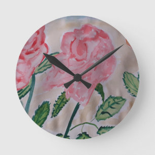 Horloge Ronde Roses d'été Abstraits