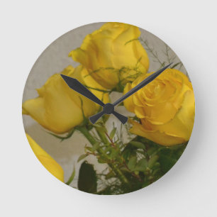 Horloge Ronde Roses jaunes