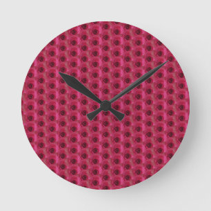Horloge Ronde Roses magenta