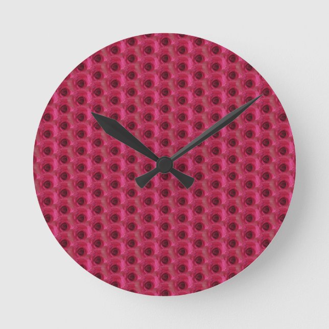 Horloge Ronde Roses magenta (Recto)