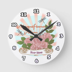 Horloge Ronde Roses Maman Magnifique