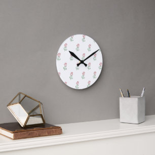 Horloge Ronde Roses Rouges, Motif De Roses, Fleurs