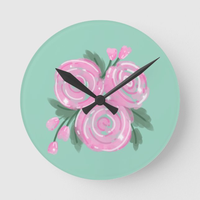 Horloge Ronde Roses Wall Clock  (Recto)