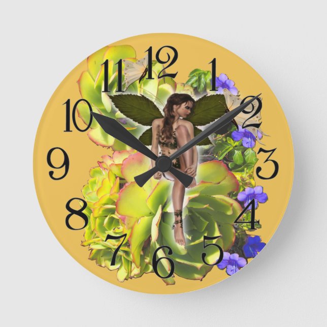 Horloge Ronde Rosette Succulent Visiteurs (Recto)