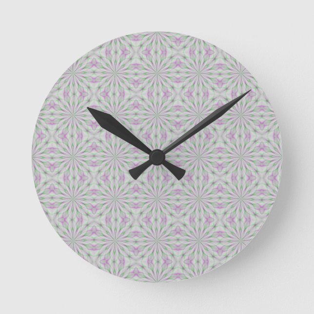 Horloge Ronde Rosettes de Noël rose et vert (Recto)