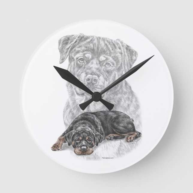 Horloge Ronde Rottweiler Chien Art (Recto)
